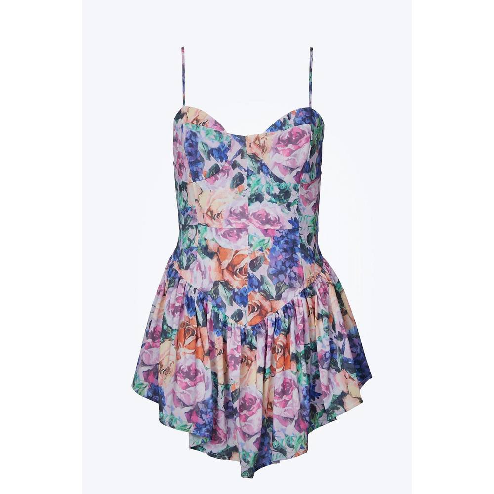 NEW SUN IMPERIAL floral-print bustier chiffon mini dress in multi floral
